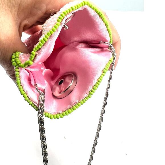 Barbie Dress Vintage Y2K 2000's  Pink beaded mini purse bag Crossbody Whimsical - Picture 3 of 5
